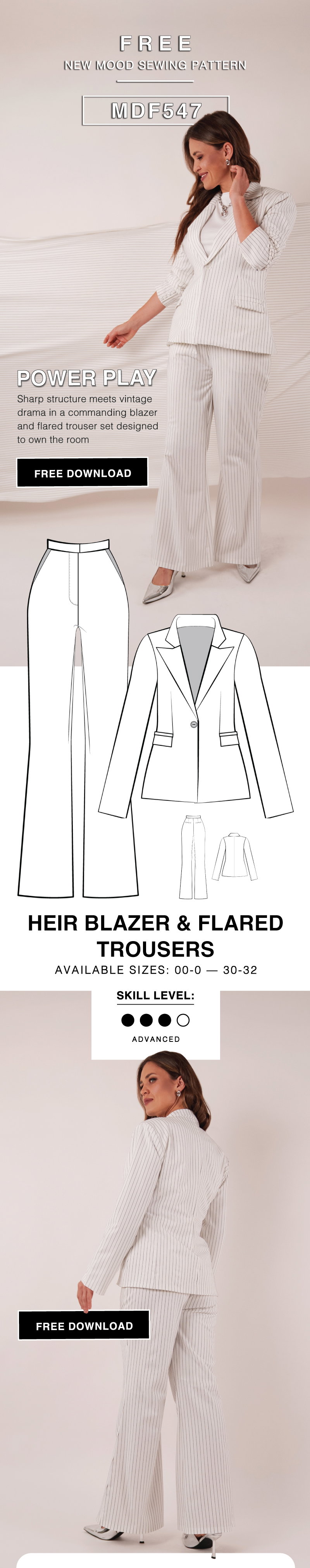 THE HEIR BLAZER AND FLARED TROUSERS FREE SEWING PATTERN