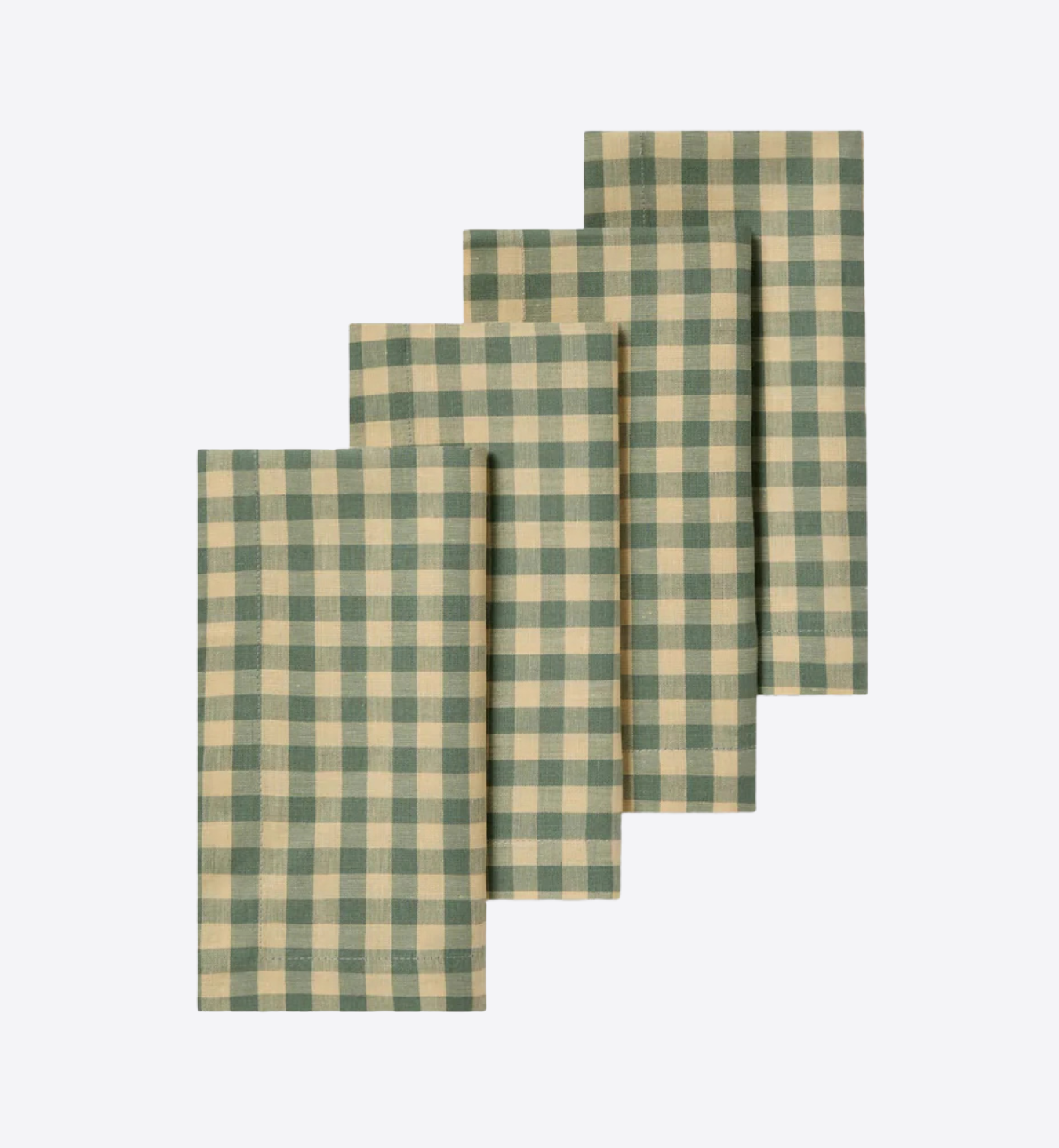 Elm Green & Butter Yellow Gingham Linen Blend Napkins Set of 4