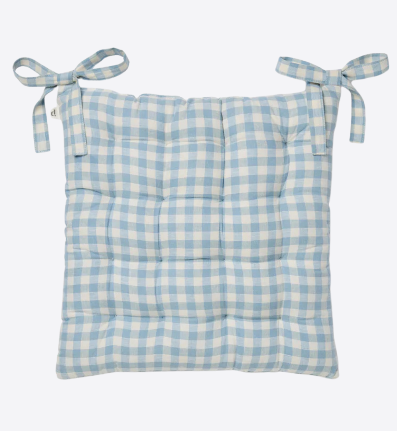 Warm Blue Gingham Linen Blend Seat Pad
