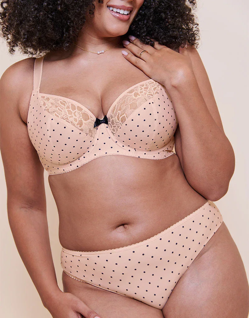 Curvy Kate Spellbound Printed Balcony Bra Cream Polka Dot Print