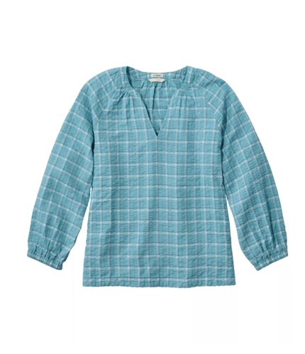 Women's Bean's Seacoast Seersucker Splitneck Shirt