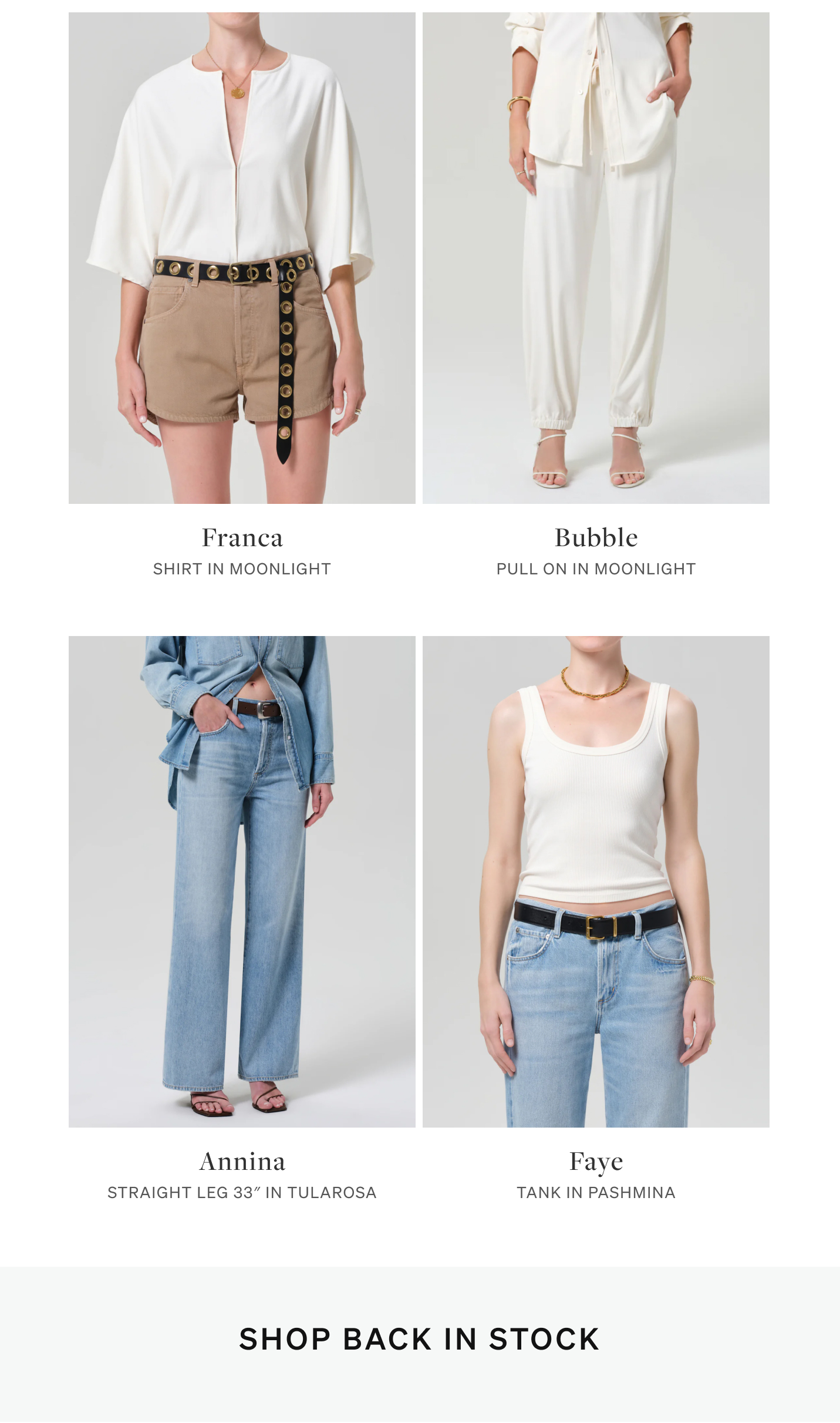 Shop Back in Stock Styles