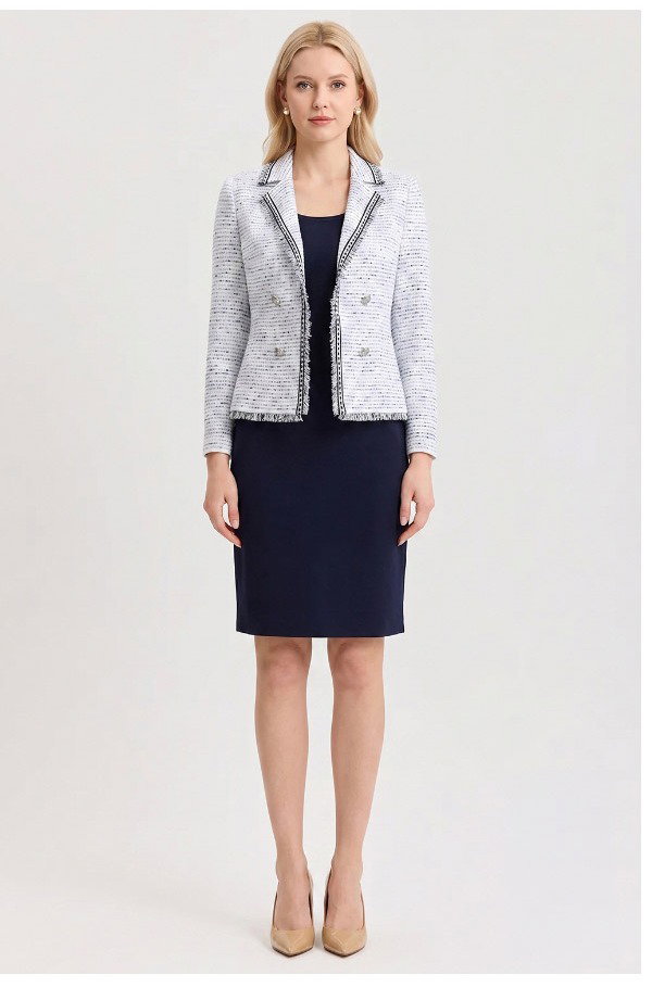 Heritage Eyelash Trim Lapel Collar Knit Jacket