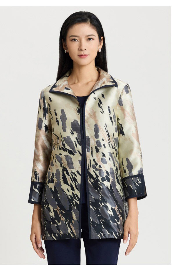 Abstract Animal Print Woven Jacket