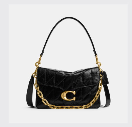 Chain Tabby Shoulder Bag With Quilting Brass/Black