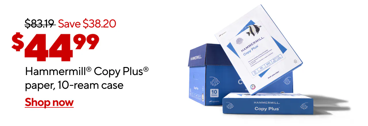 Only $44.99 for Hammermill Copy Plus Copy Paper 8 1/2 x 11, White, 10-Ream Case.