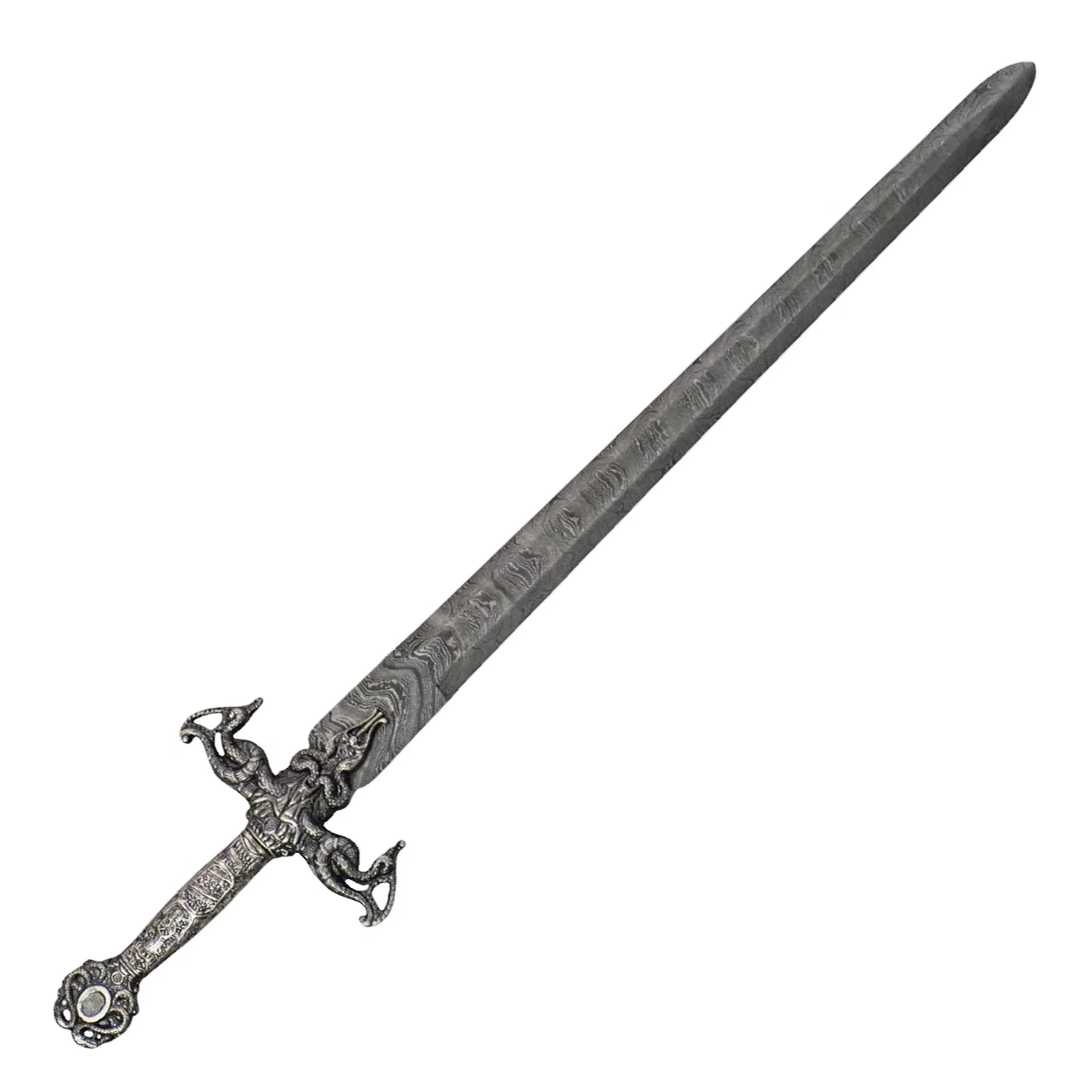 Image of Medieval Arming Sword- Damascus Steel- 32"