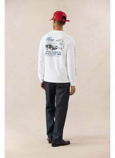 Triple Triumph Long Sleeve T Shirt | Ford x Percival | White