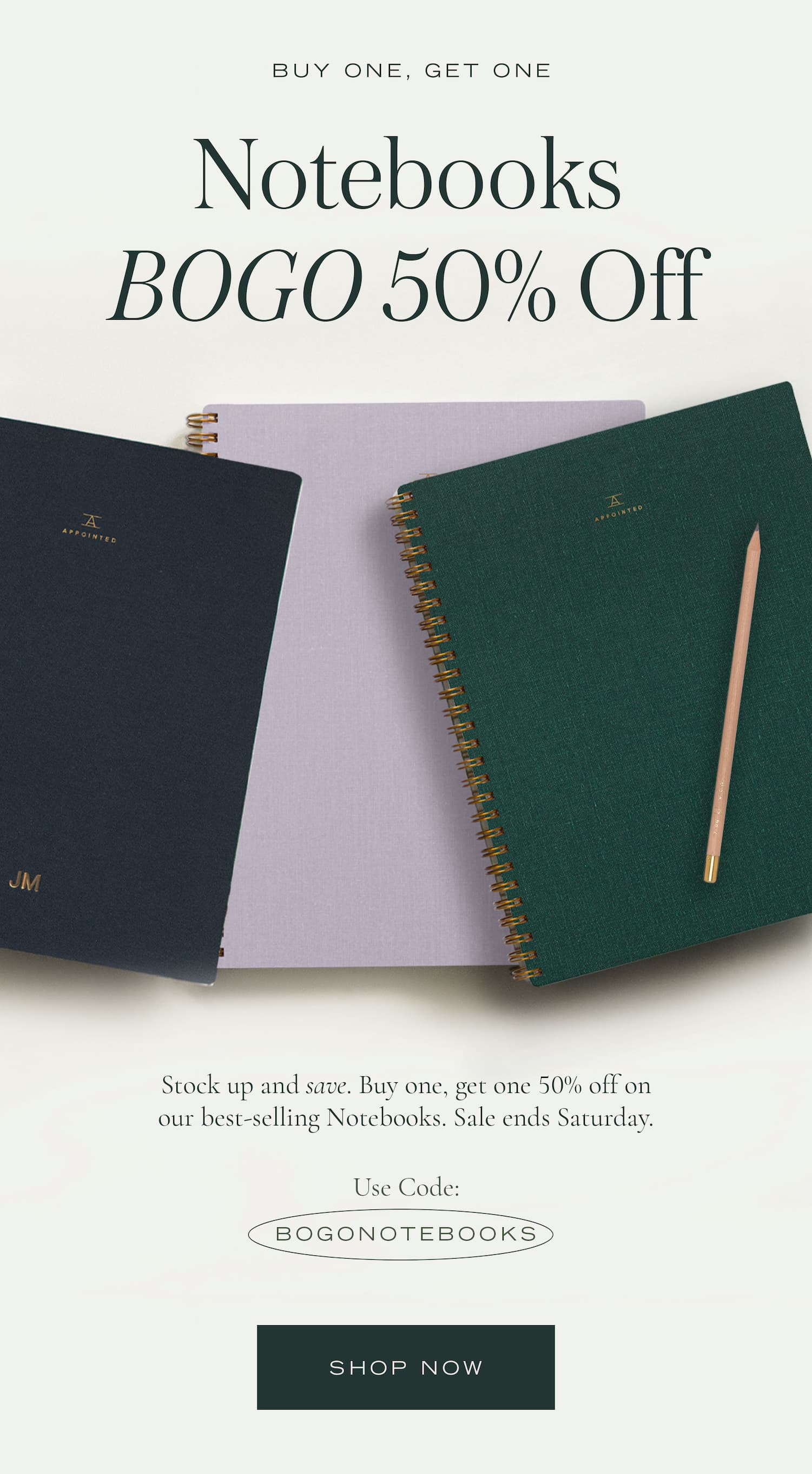 Notebooks Buy One, Get One 50% Off