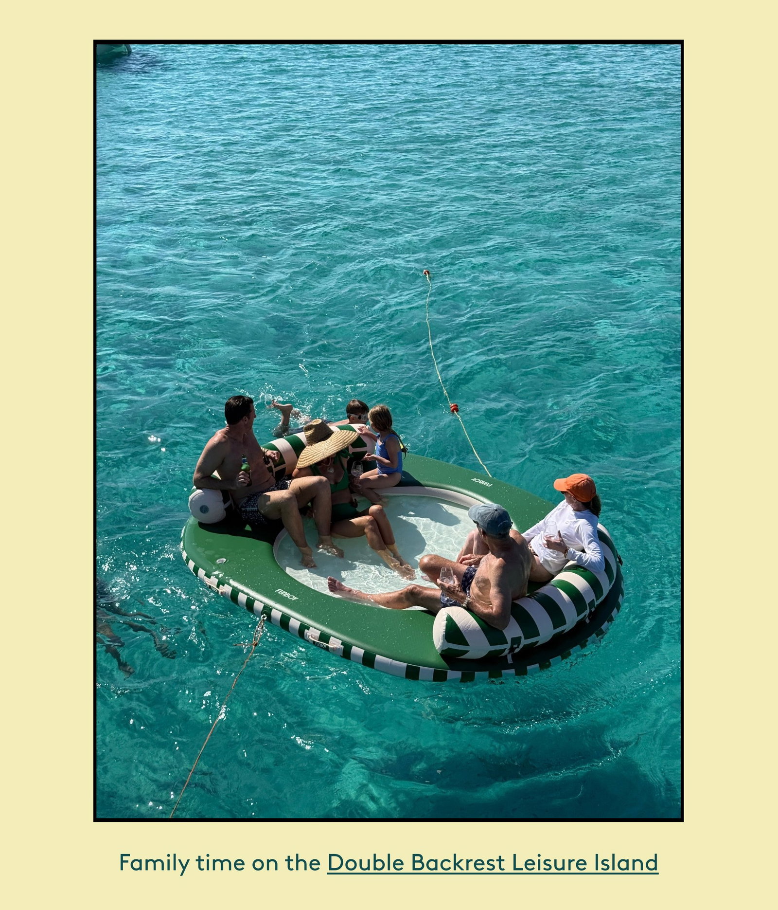 Co-Founder Raquel on our Double Fabric Lounger Family time on the Double Backrest Leisure Island Shop the vacation Edit