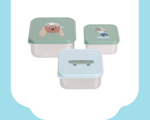 X3 boîtes à goûter inox Tiny Team chien Lässig
