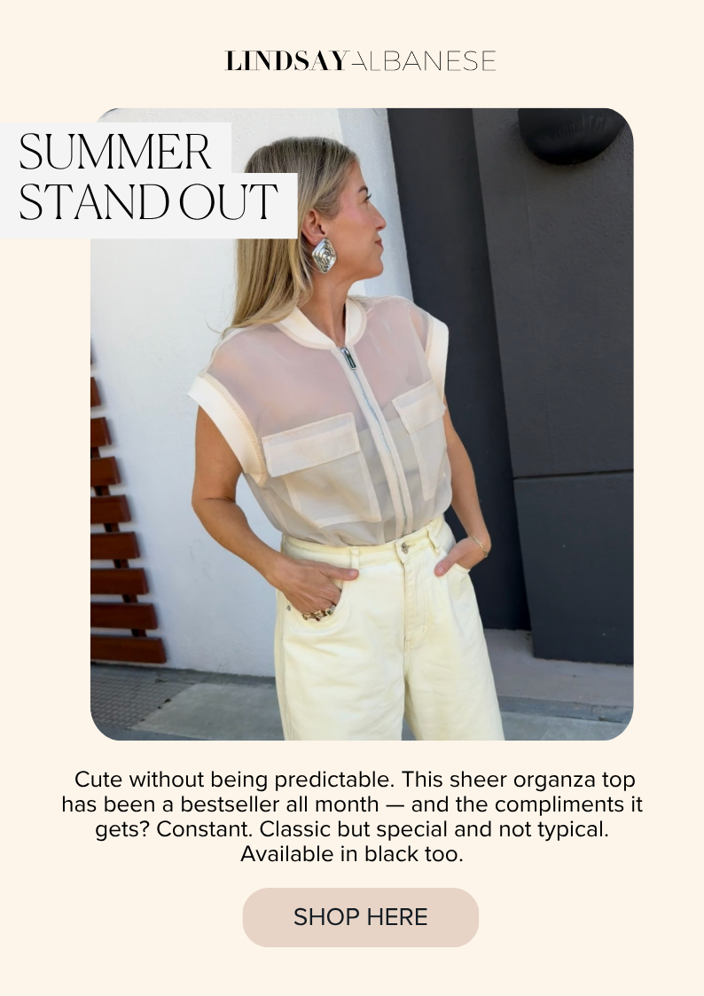 Summer stand out   Cute without being predictable. This sheer organza top has been a bestseller all month — and the compliments it gets? Constant. Classic but special and not typical. Available in black too. SHOP HERE