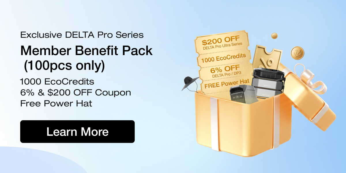 Exclusive DELTA Pro Series Member Benefit Pack (100 pcs only) 1000 EcoCredits | 6% & $200 OFF Coupon | Free Power Hat [Learn More]