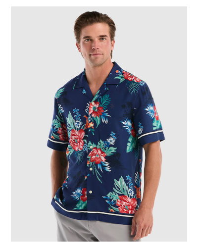 Shop Hawaiian Print Button-Up Camp Shirt