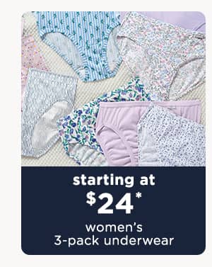 starting at $24 women's 3-pack underwear