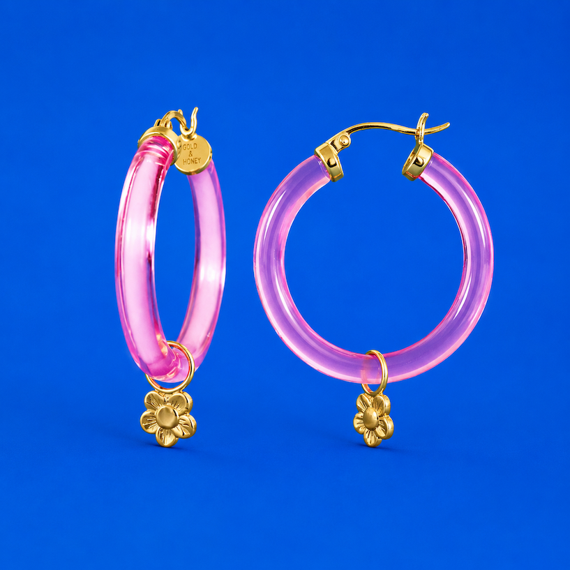 flower charm hoops