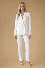 Hen Feather Cuff Jewelled Blazer