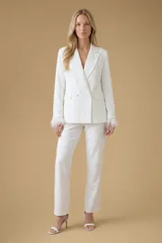 Hen Embellished Feather Trim Trouser