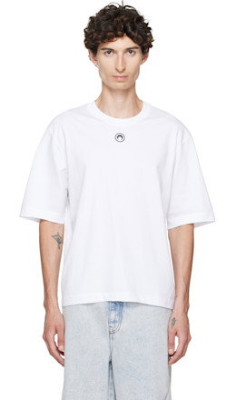 White Moon Logo Jersey Loose Fit T-shirt - Marine Serre