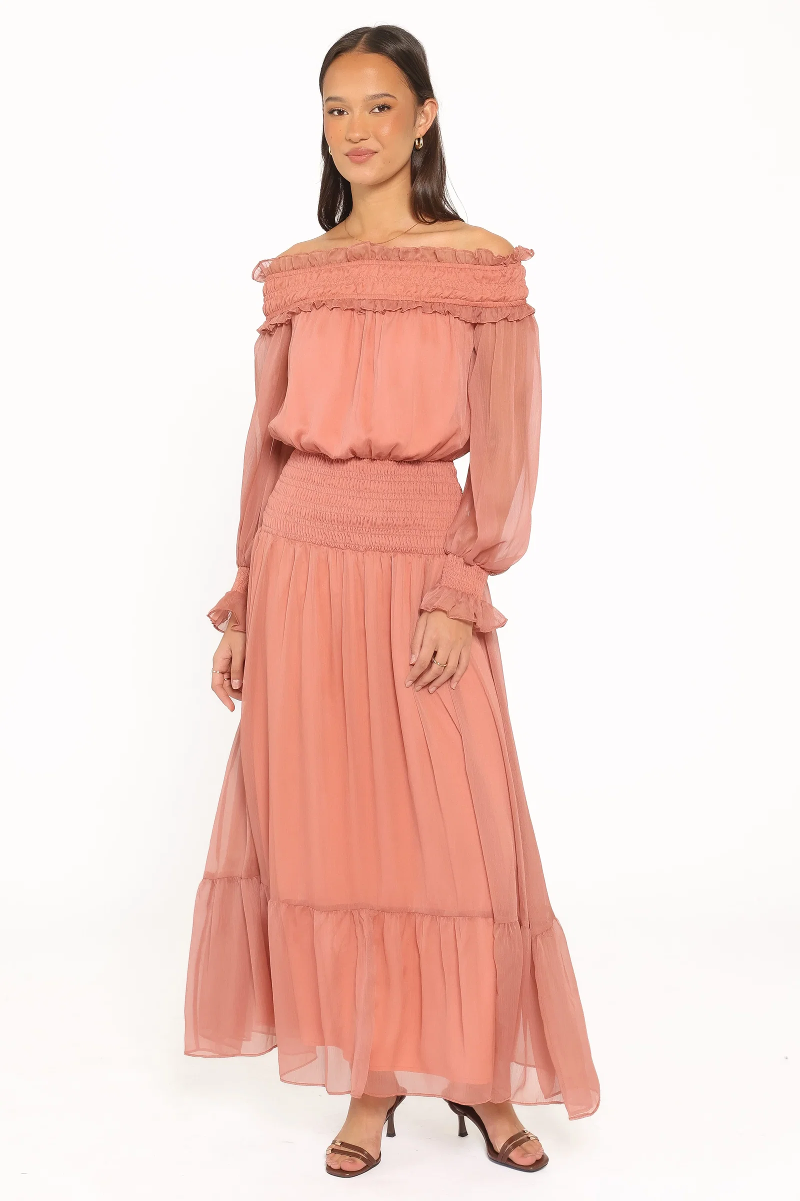 Image of Paris Off Shoulder Maxi Dress - Vintage Mauve