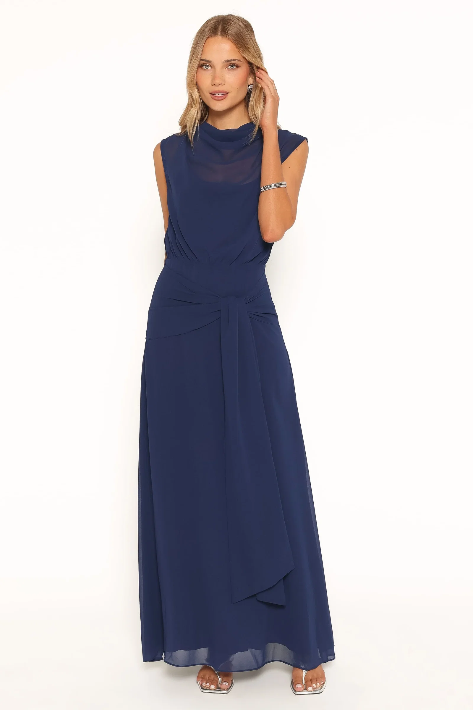 Image of Sakura Midi Dress - Navy
