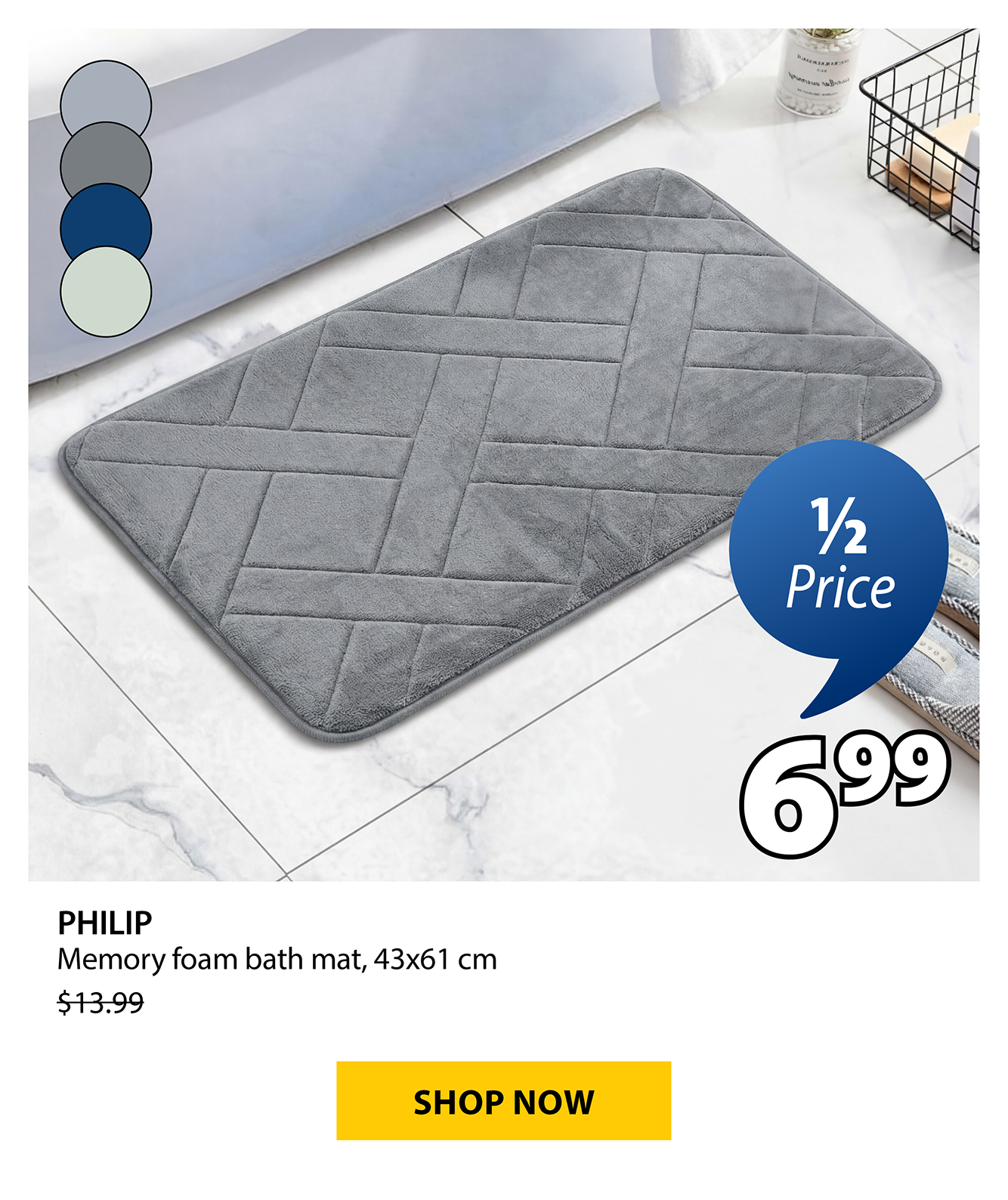 PHILIP Memory foam bath mat | 1/2 Price
