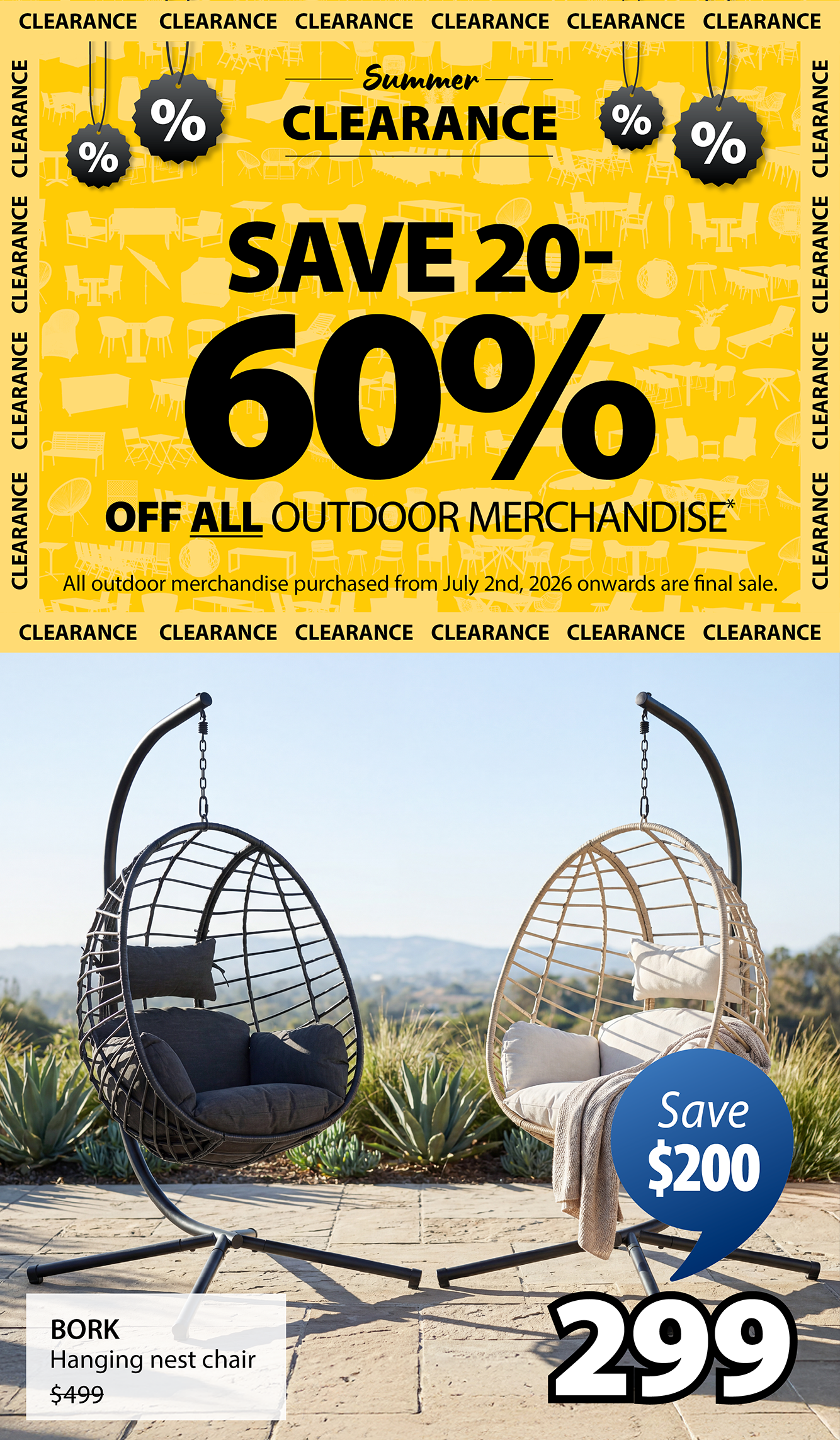 SAVE 20-60% OFF ALL OUTDOOR MERCHANDISE*