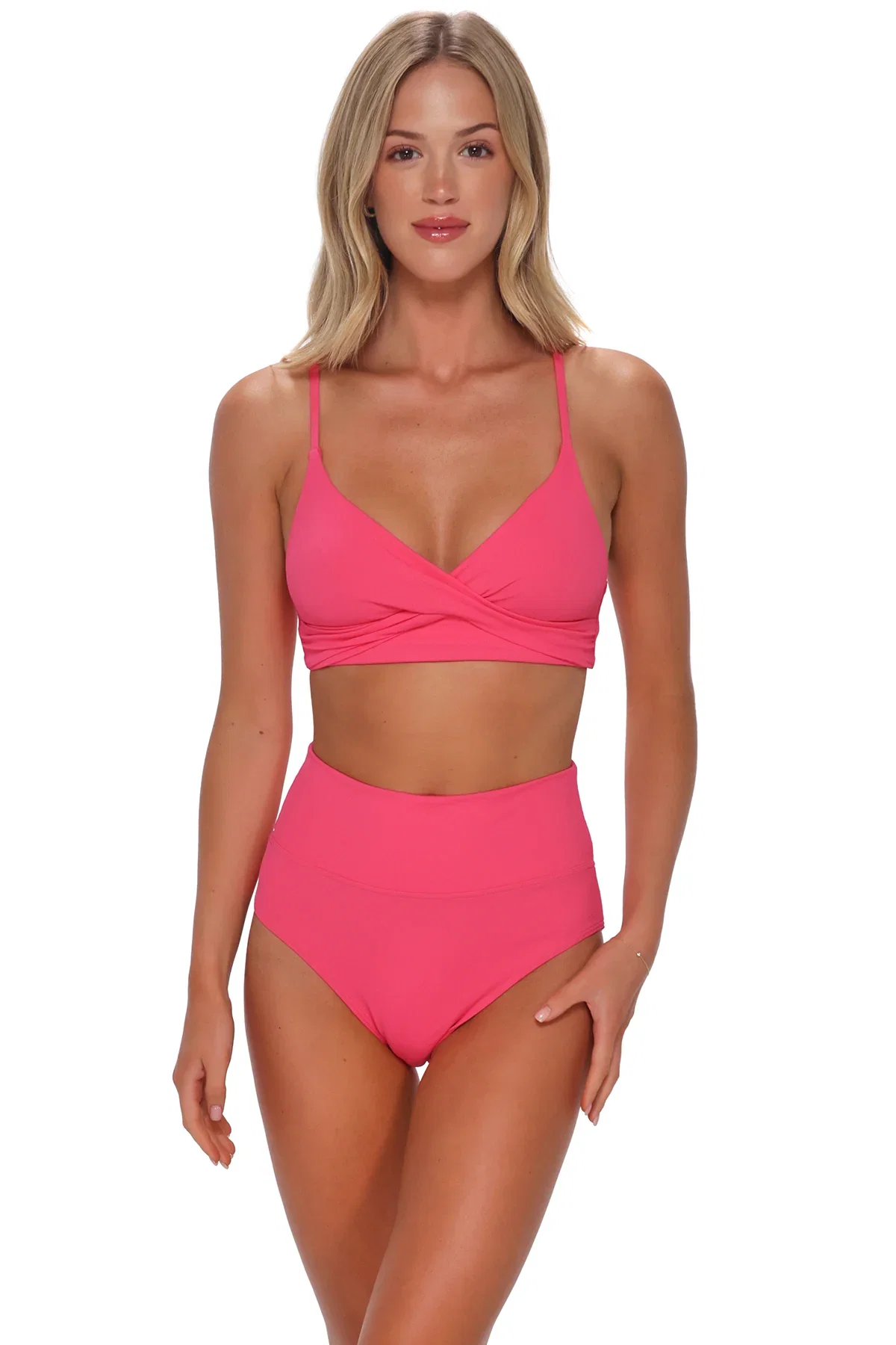 Image of Sunsets Posy Pink Crepe Lyla Bralette Top