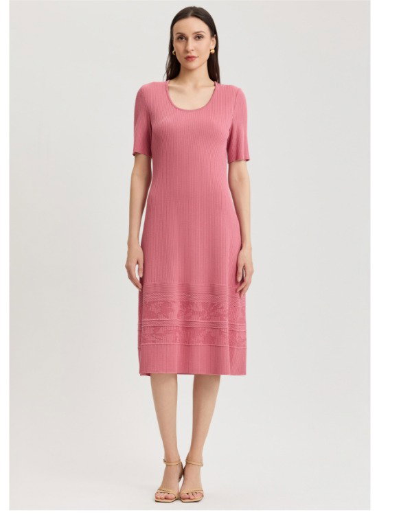 A-Line Ribbed Soft Knit Midi Dress - True Fit