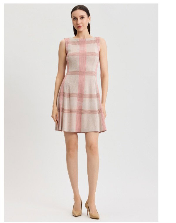 A-Line Multi-Color Plaid Knit Dress - True Fit