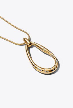 Organically Shaped Stone-Set Statement Pendant Necklace