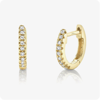 Shy Creation 0.04ctw. Diamond Huggie Hoop Earrings in 14k Yellow Gold