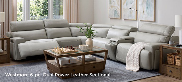 Westmore 6-pc. Dual Power Leather Sectional