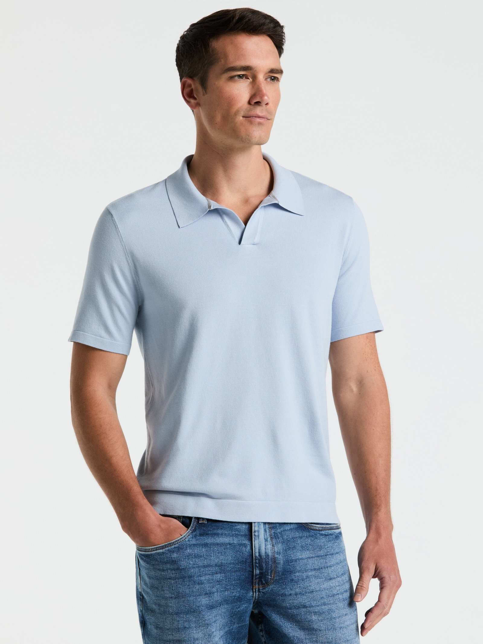 Tech Knit Open Collar Sweater Polo Tech Knit Open Collar Sweater Polo