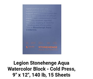 Legion Stonehenge Aqua Watercolor Block - Cold Press, 9" x 12", 140 lb, 15 Sheets