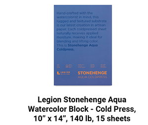 Legion Stonehenge Aqua Watercolor Block - Cold Press, 10" x 14", 140 lb, 15 sheets