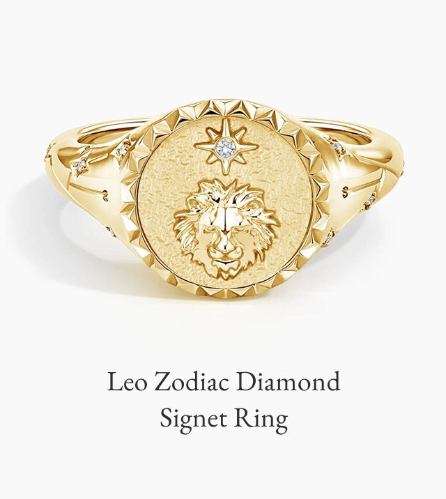 Leo Zodiac Diamond Signet Ring