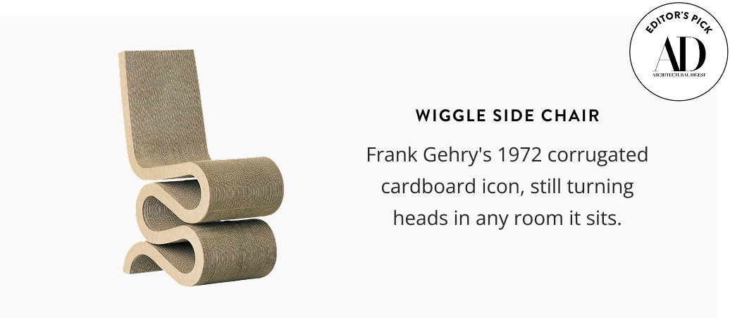 Wiggle Side Chair: Frank Gehry's 1972 corrugated cardboard icon, still turning heads in any room it sits.