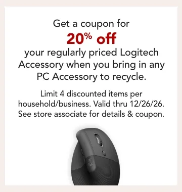 20% off any new logitech pc accessory