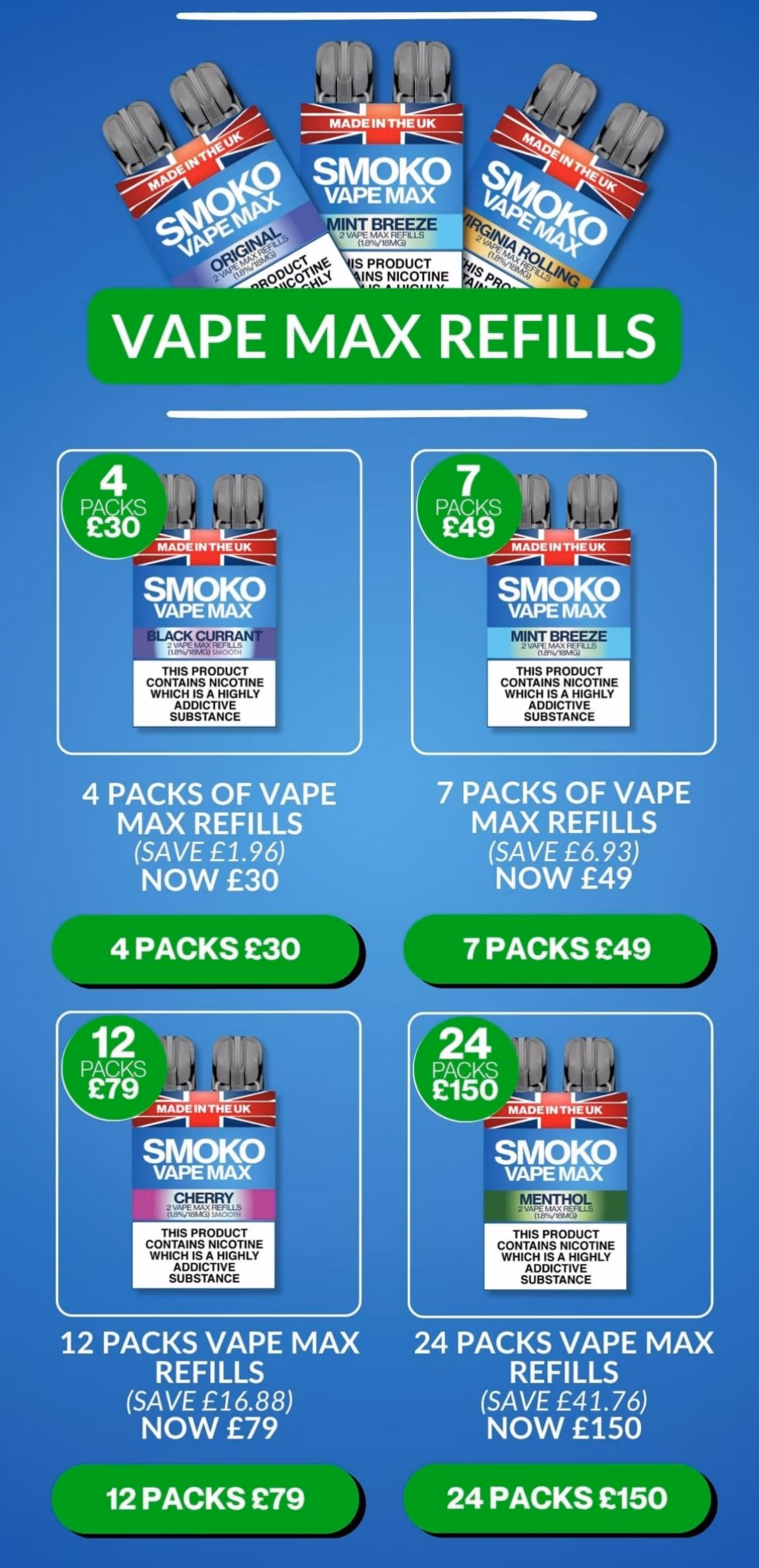 SMOKO VAPE MAX Refills Weekly Deals