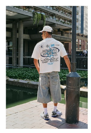 Waffle Boxy Back Print T-Shirt - Off White
