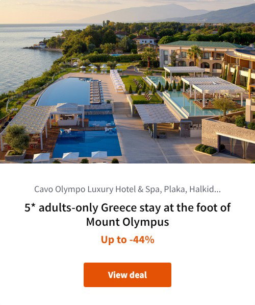 5* adults-only Greece stay at the foot of Mount Olympus