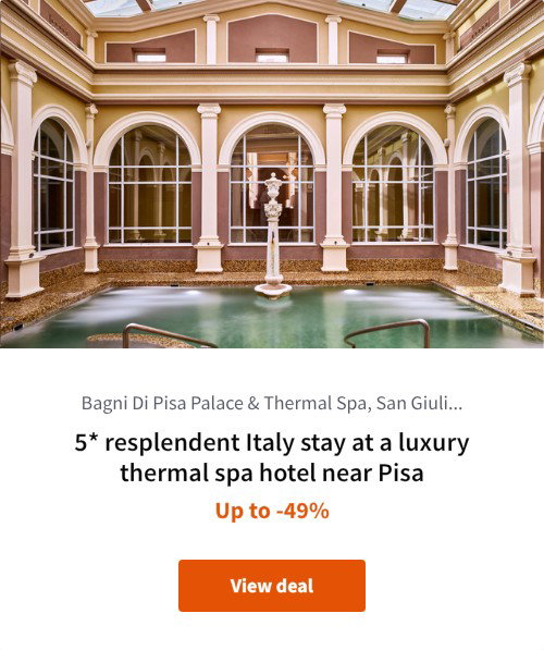 5* resplendent Italy stay at a luxury thermal spa hotel near Pisa