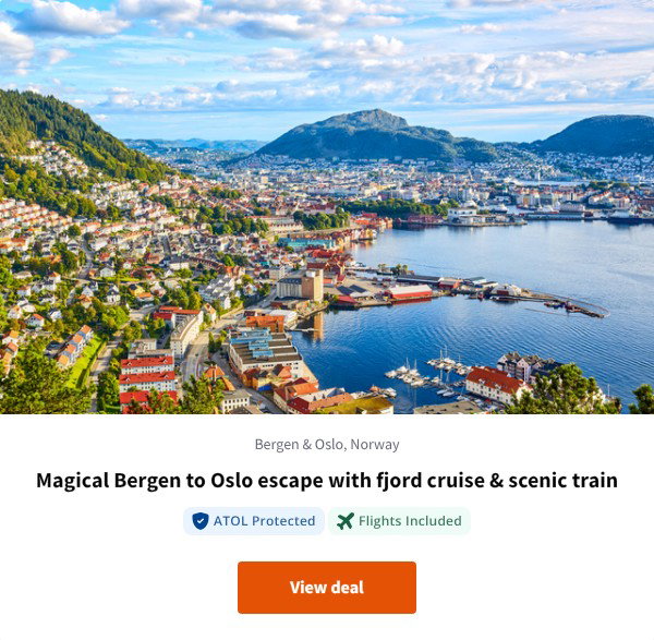 Magical Bergen to Oslo escape with fjord cruise &amp; scenic train