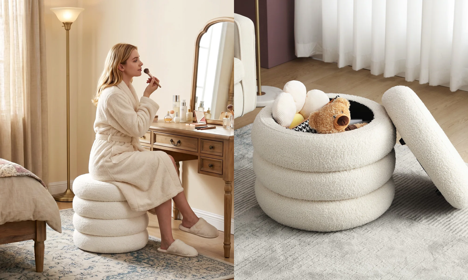 Leiani Round Upholstered Storage Ottoman