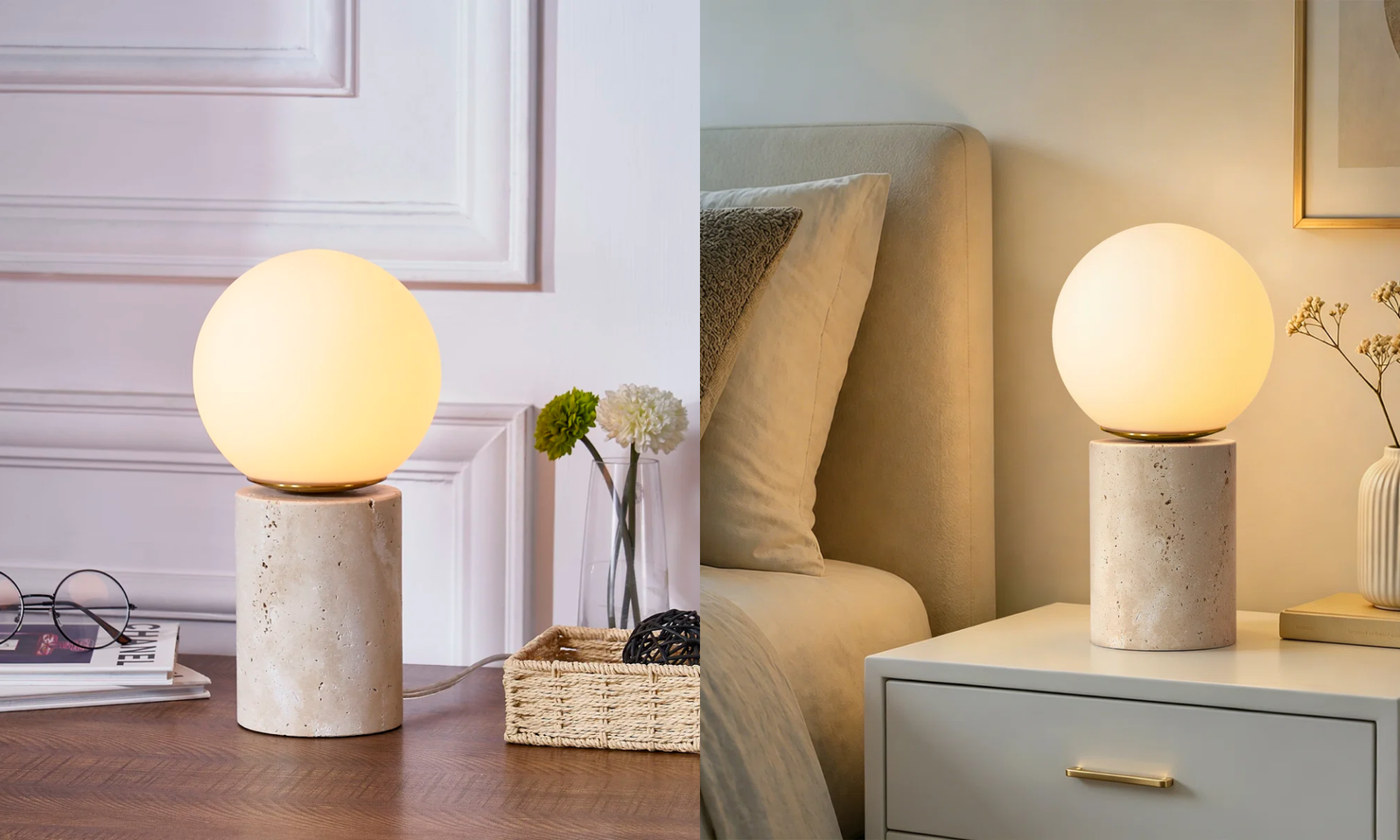 Modern Natural Travertine Table Lamp
