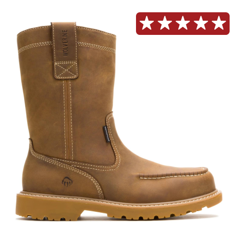 Wolverine - Men's Floorhand Moc-Toe Pull-On Work Wellington - Dark Wheat colorway.