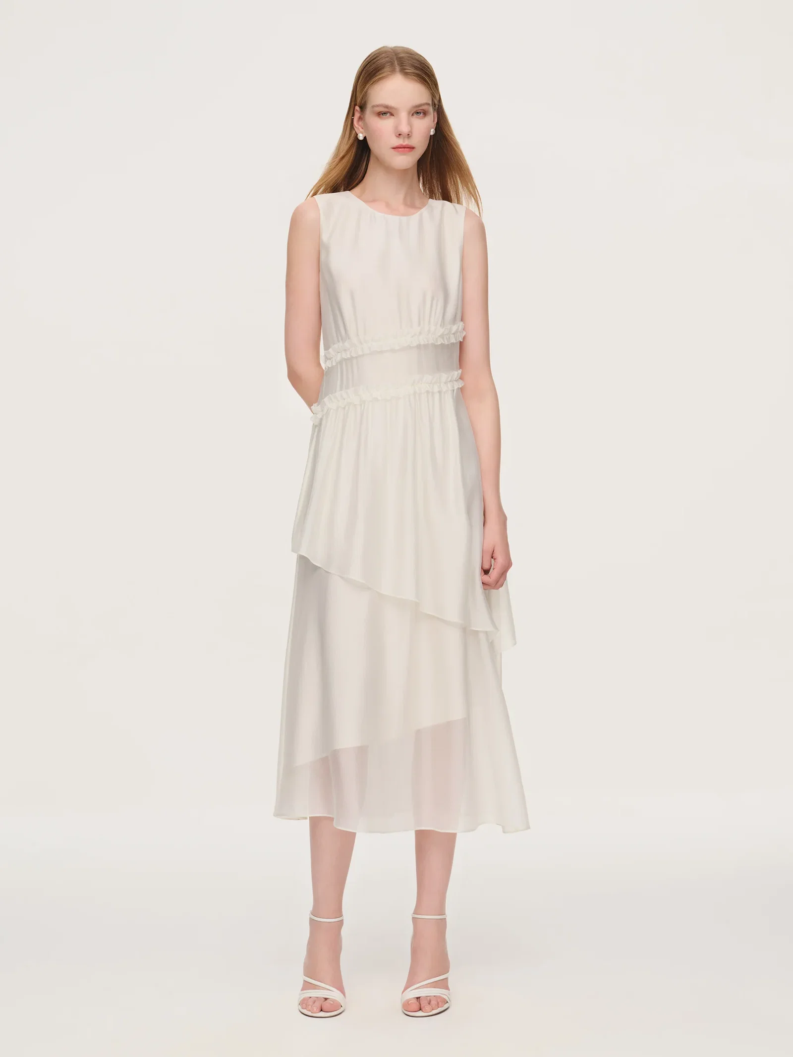 Image of Ruffle Sleeveless Women Tiered Maxi Dress
