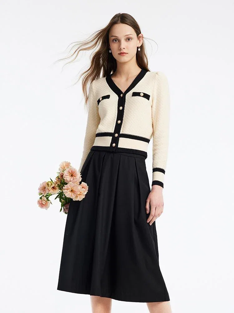 Image of Jacquard Cardigan And Skirt