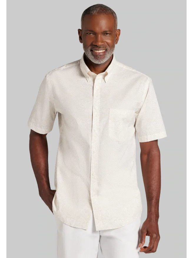 Jos. A. Bank Tailored Fit Fern Short Sleeve Button Up Shirt